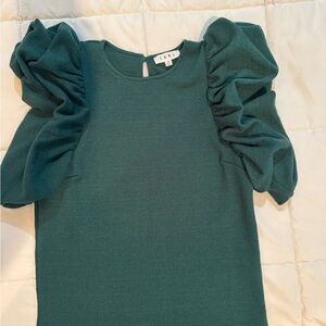 THML Teal Puff Sleeve Blouse